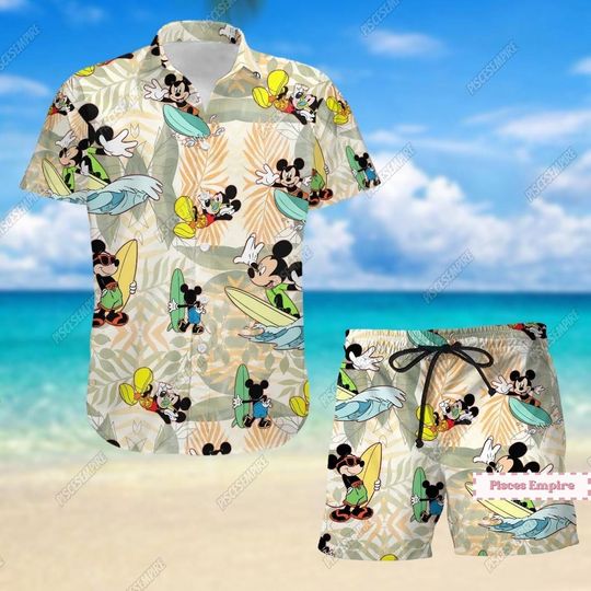 Mouse Shirt, Mouse Friends Shorts,  Cartoon Characters Hawaii Shirt