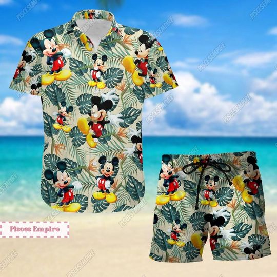 Mouse Shirt, Mouse Shorts, Mouse Hawaii Shirt, Swim Shorts, Button Shirt