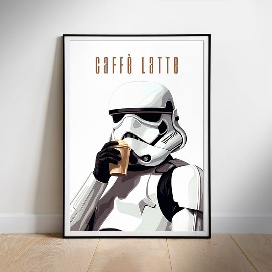 Star Wars poster, Coffee print, Stormtrooper