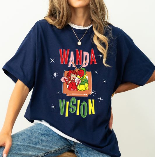 WandaVision Wanda & Vision Retro TV Artwork T-Shirt, Disneyland Family Matching Shirt