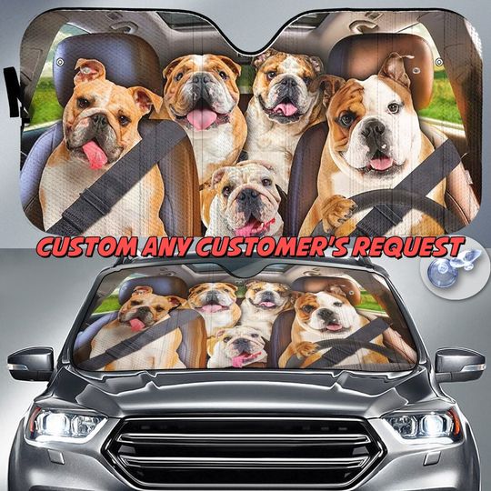 Funny Dog Sunshade, Bulldog Car Sun Shade, Bulldog Car Decoration