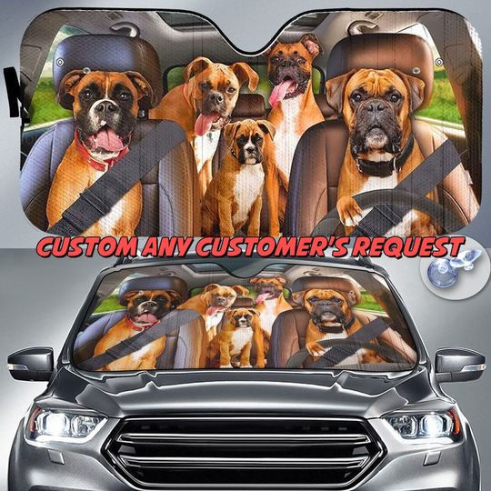 Funny Boxer Sunshade, Boxer Car Sun Shade, Boxer Car Decoration, Dog Car Accessories