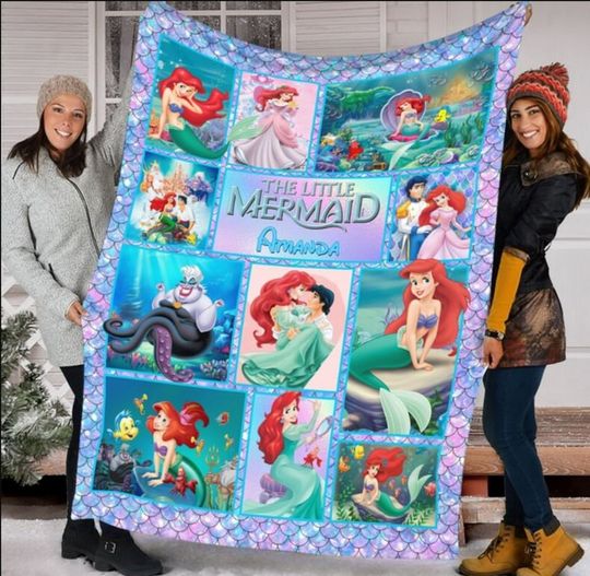 Personalized The Little Blanket, Mermaid Princess, Prince Fleece Blanket