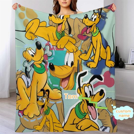 Customized Disney Pluto Blanket Personalized Flannel Couch Nap Blanket