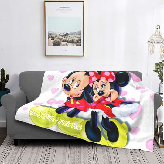 Custom Name Blanket Disney Mickey Mouse Tapestry Personalized Blankets