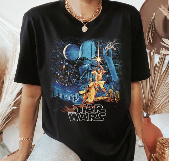 Star Wars A New Hope Faded Vintage Poster Graphic T-Shirt