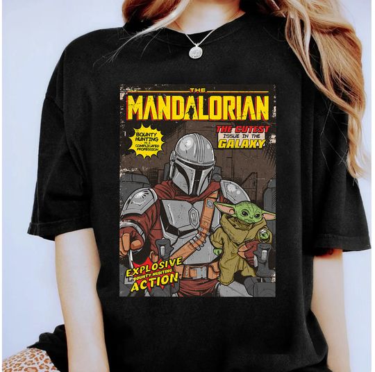 Star Wars The Mandalorian Comic Cover T-Shirt, Star Wars Logo Shirt