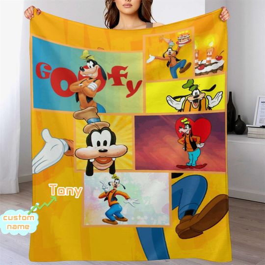 Customized Disney Goofy Blanket Personalized Flannel Couch Nap Blanket