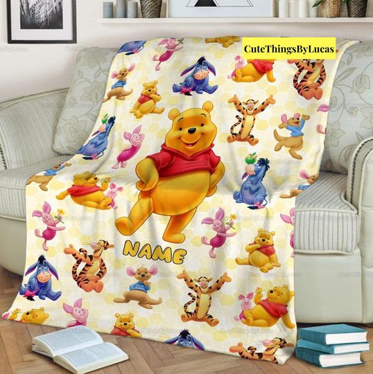 Personalized Winnie The Pooh Blanket, Pooh Bear And Friends Blanket