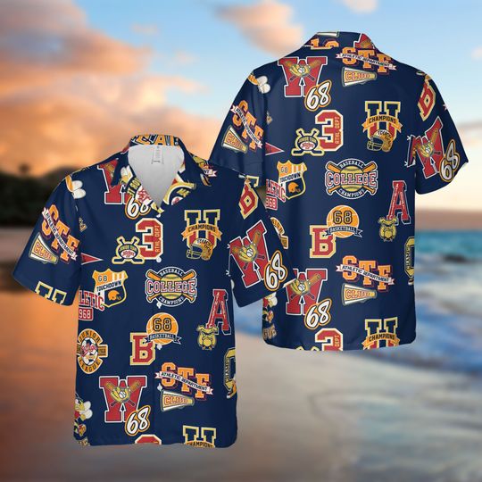 Basketball Collage Badges Funny Hawaiian Shirt, Beach Lover Shirt