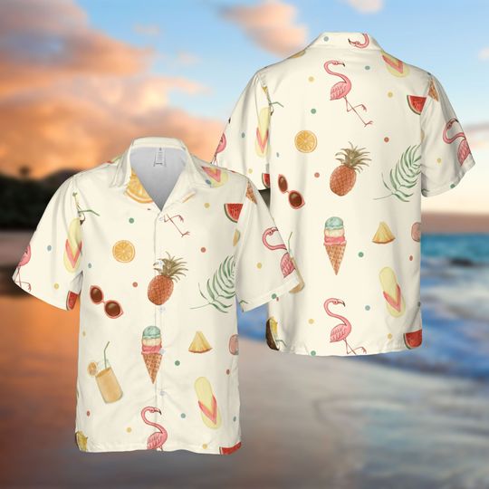 Summer Time Theme Tropical Hawaiian Shirt, Beach Lover Shirt