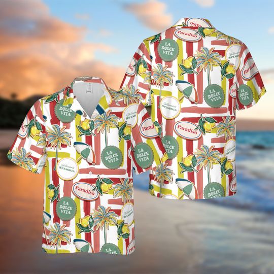 Capri Italy Tropical Beach Hawaiian Button Up Shirt, Beach Summer Trip Hawaii Shirt