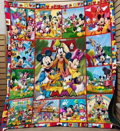 Personalized Mickey And Friends Fleece Blanket, Disney Blanket, Minnie Mickey Mouse Gifts