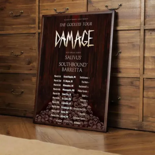 Damage - The Godless Tour 2024 poster