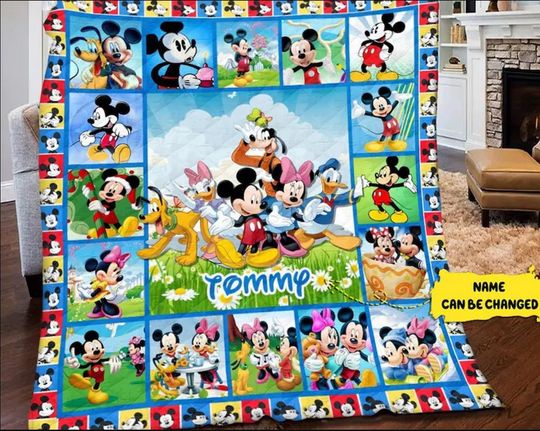 Personalized Mickey Mouse And Friends Blanket, Birthday Gift Blanket,