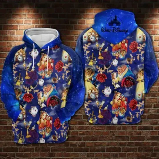 Belle's Adventures Beauty And The Beast Happy Valentine 3D HOODIE