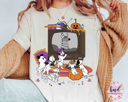 101 Dalmatians Halloween Costume Watching TV Shirt