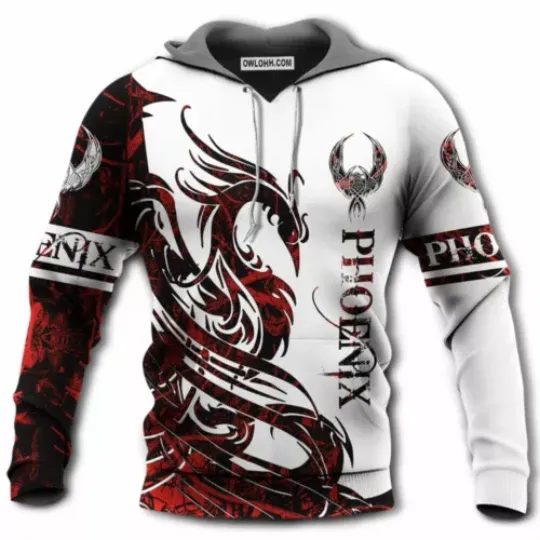 Viking Phoenix Legend Red And White Style Hot Color 3D HOODIE Halloween Gift