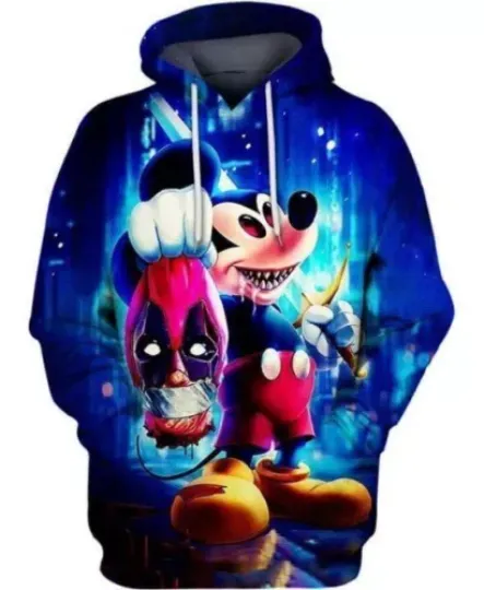 Mickey Kill Deadpool Walt Disney Mavel 3D HOODIE Christmas Gift Halloween Gift