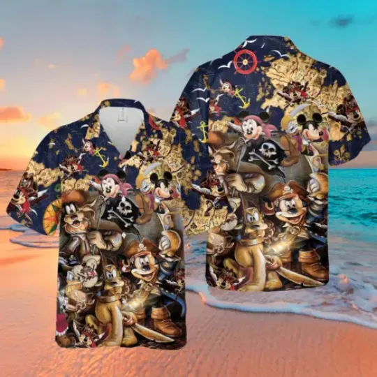 Pirates Of Caribbean Mickey Mouse And Friends 3D HAWAII SHIRT