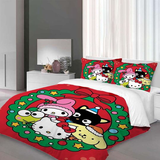Christmas My Melody Kuromi Bedding Set, Home Decor