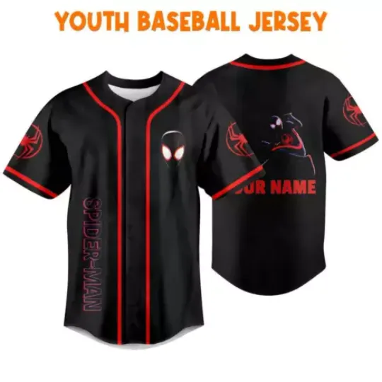 Personalized Spider Man Across The Spider Verse Jumping Baseball Jersey Shirt