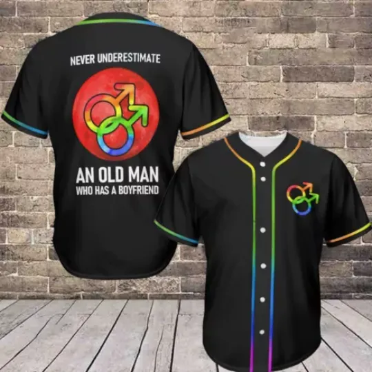 Never Underestimate An Old Man Who Has A Boyfriend LGBT Baseball Jersey Shirt