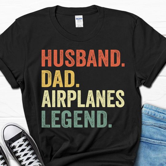 Husband Dad Airplanes Legend Shirt, Father's Day Gift for Man, Pilot Men's Gifts for Him