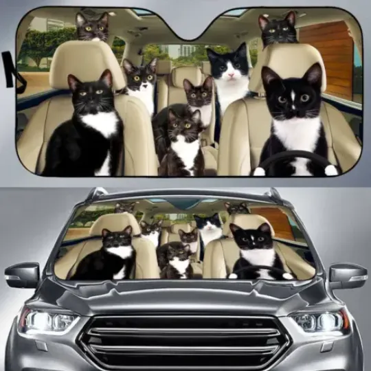 Tuxedo Cats Car Sun Shade