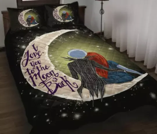 Nightmare Couple Jack Sally I Love You To The Moon & Back Bedding Set