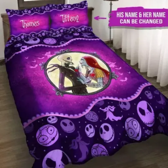 Personalized Jack And Sally The Nightmare Before Xmas Bedding Set