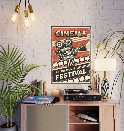 Cinema Retro Movie Festival Pop Art Vintage Retro Design Signage Minimal Poster