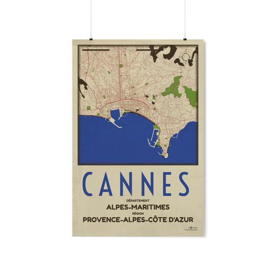 Cannes Film Map Poster, Cannes Map Poster, Cannes Map Print, Cannes City Map Poster