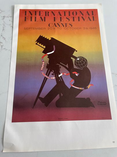 Paul Colin, Cannes, Film Festival, Jeunesses Musicales de France, 1940s, Poster
