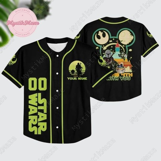 Personalized Star Wars Jersey, Mandalorian Jersey Shirt, Baby Yoda Baseball Jersey
