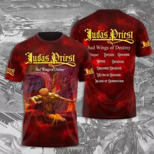 Judas Priest Rock Band Sad Wings Of Destiny 3D T-Shirt