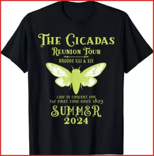 The Cicada Reunion U.S Tour 2024 Cicada Concert Fest Lover Black T-Shirt