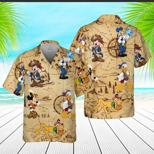 Disney Cruise Hawaiian Shirt Men's Button Up Shirt Mickey Cruise Hawaiian Shirt