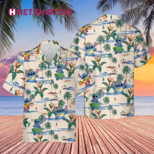 Disney Stitch Hawaii Beach Hot Summer Shirt Hawaiian Shirt Vintage Button Down Shirt