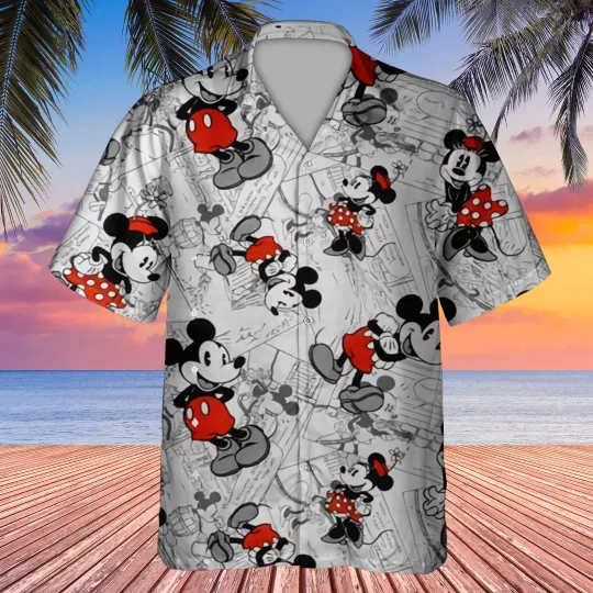 Mickey Minnie Comic Book Hawaiian Shirts Shirts Disney Hawaiian Shirts Fashion Beach Shirts Kids