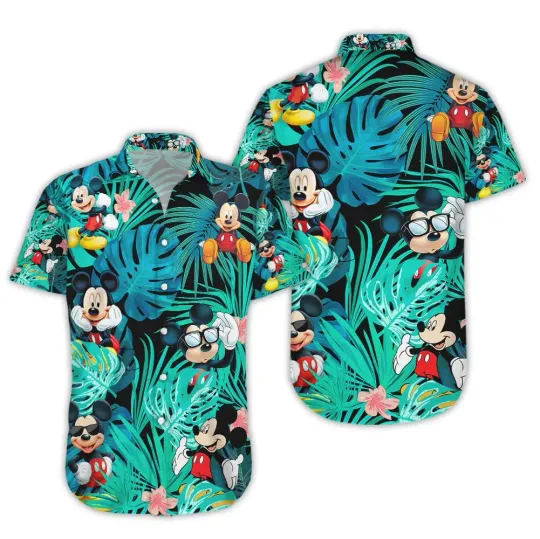 Mickey Tropical Floral Hawaiian Shirts  Disney Minnie Mouse Beach Hawaiian Shirts