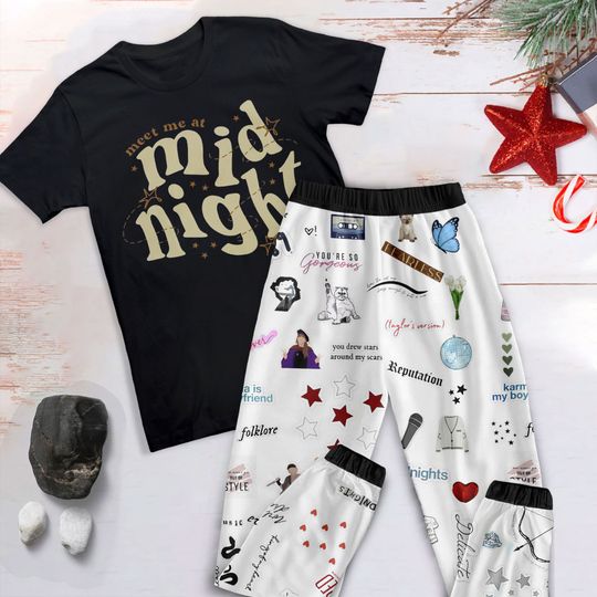 Taylor Midnight Pajamas Set, Taylor Personalized Family Pajamas, Eras Tour Pajamas Set