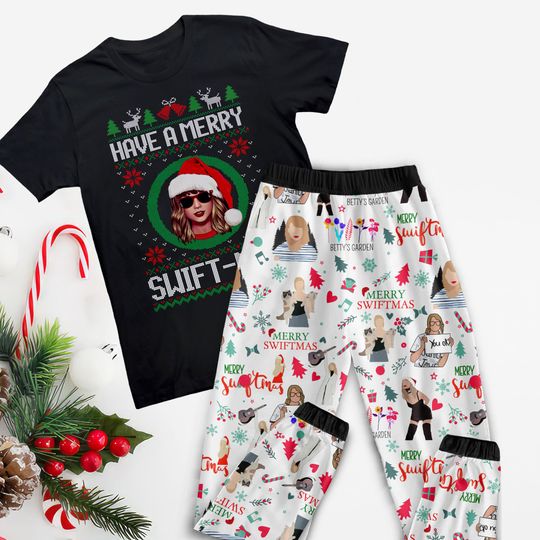 Have A Merry Swiftmas Pajamas Set, Taylor Personalized Family Pajamas