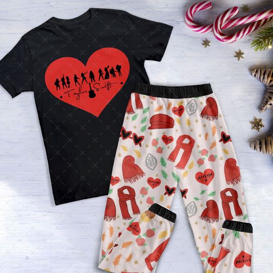Tayl0r Heart Pajamas Set, Personalized Family Pajamas, Family Christmas Pajamas Set