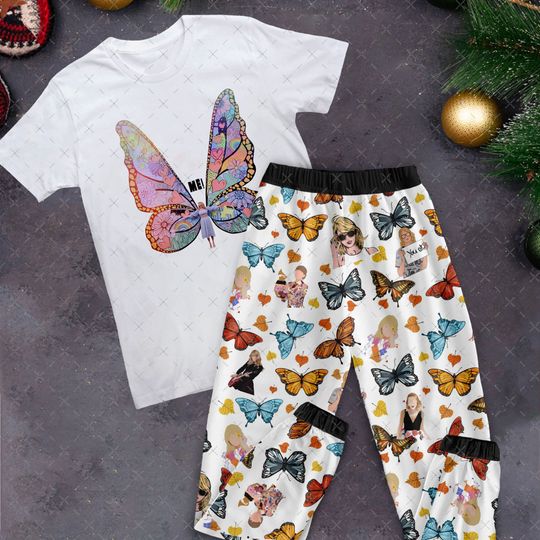 Tayl0r Butterfly Pajamas Set, Personalized Family Pajamas, Family Christmas Pajamas Set