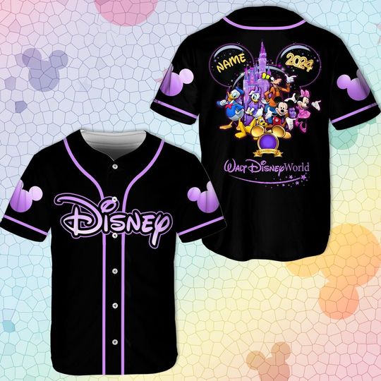 2024 Disney 50th Anniversary Mickey Mouse Black Rainbow  Baseball Jersey Personalized Shirt