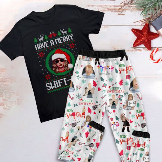Merry Swiftmas Pajamas Set, Personalized Family Pajamas, Family Christmas Pajamas Set