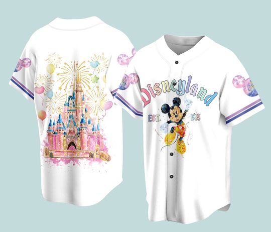 New Disney 50th Anniversary Mickey Mouse Black Rainbow  Baseball Jersey