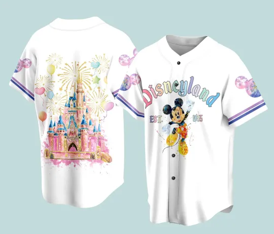 2024 Disney 50th Anniversary Mickey Mouse Black Rainbow Baseball Jersey  Baseball Shirt