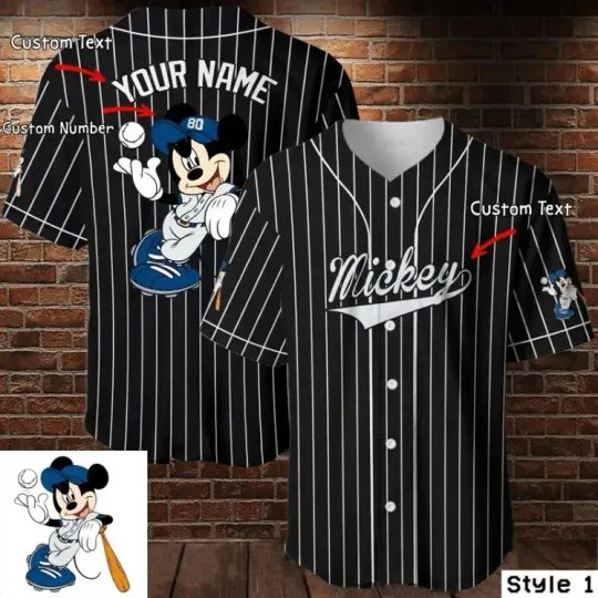 Custom Name Mickey Mouse Baseball Jersey Men